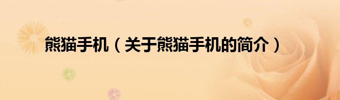 熊貓手機（關于熊貓手機的簡介）