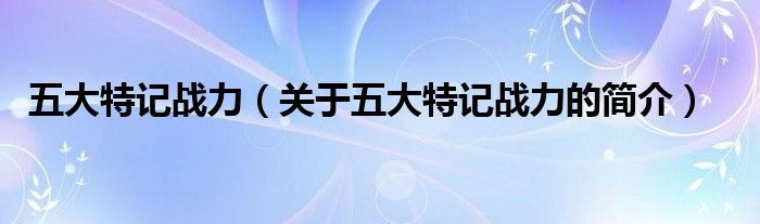 五大特記戰(zhàn)力（關(guān)于五大特記戰(zhàn)力的簡介）