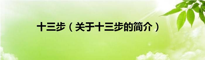 十三步（關(guān)于十三步的簡介）