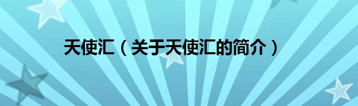 天使匯（關(guān)于天使匯的簡(jiǎn)介）