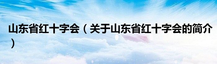 山東省紅十字會(huì)（關(guān)于山東省紅十字會(huì)的簡(jiǎn)介）