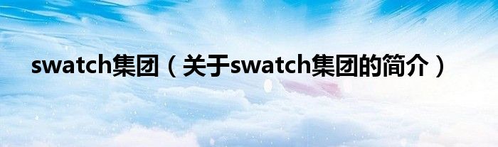swatch集團(tuán)（關(guān)于swatch集團(tuán)的簡(jiǎn)介）