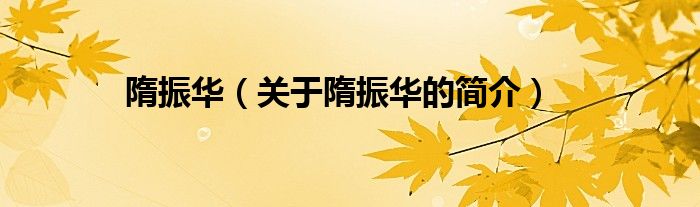 隋振華（關(guān)于隋振華的簡(jiǎn)介）
