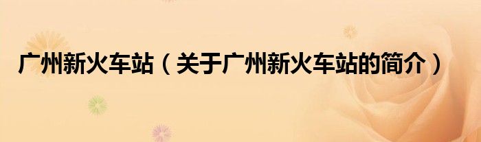 廣州新火車(chē)站（關(guān)于廣州新火車(chē)站的簡(jiǎn)介）