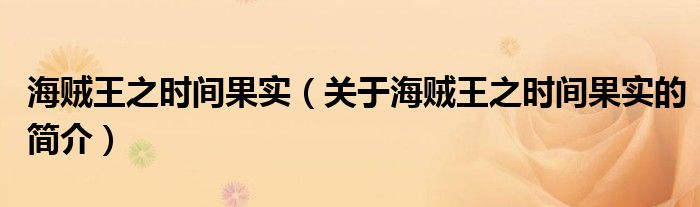 海賊王之時間果實（關于海賊王之時間果實的簡介）