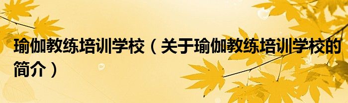 瑜伽教練培訓(xùn)學校（關(guān)于瑜伽教練培訓(xùn)學校的簡介）