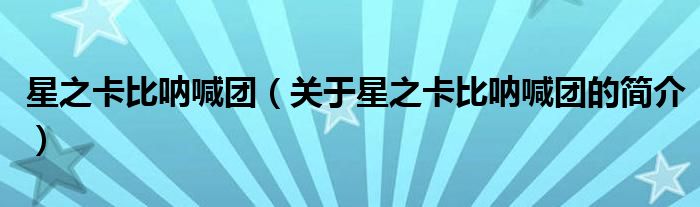 星之卡比吶喊團（關于星之卡比吶喊團的簡介）