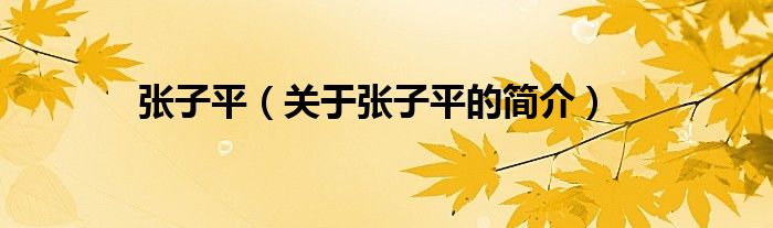 張子平（關(guān)于張子平的簡介）