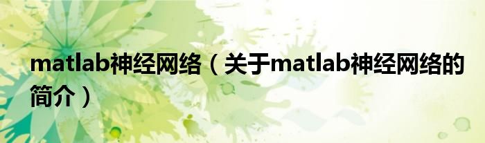 matlab神經(jīng)網(wǎng)絡(luò)（關(guān)于matlab神經(jīng)網(wǎng)絡(luò)的簡(jiǎn)介）