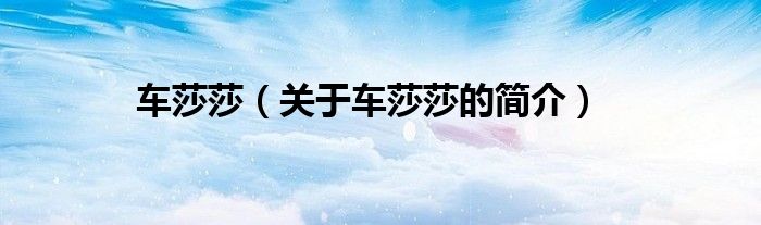 車莎莎（關(guān)于車莎莎的簡(jiǎn)介）