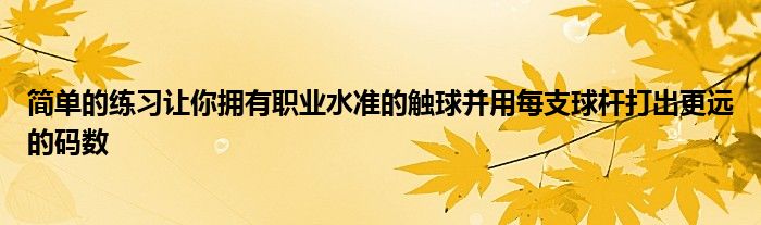 簡單的練習讓你擁有職業(yè)水準的觸球并用每支球桿打出更遠的碼數
