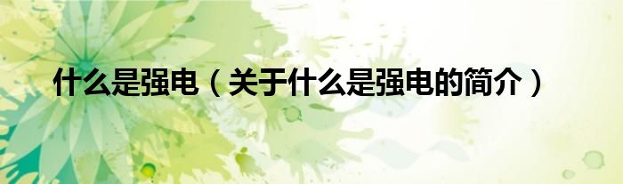 什么是強電（關(guān)于什么是強電的簡介）