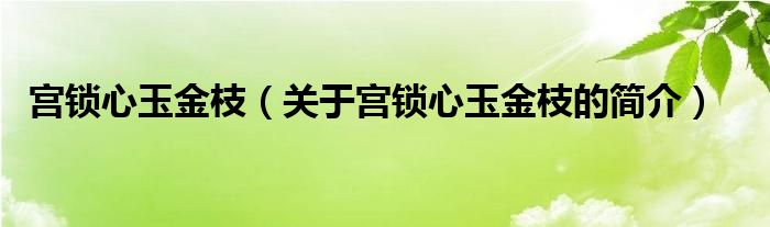 宮鎖心玉金枝（關于宮鎖心玉金枝的簡介）