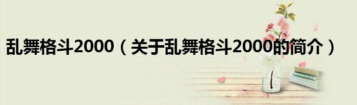 亂舞格斗2000（關(guān)于亂舞格斗2000的簡(jiǎn)介）