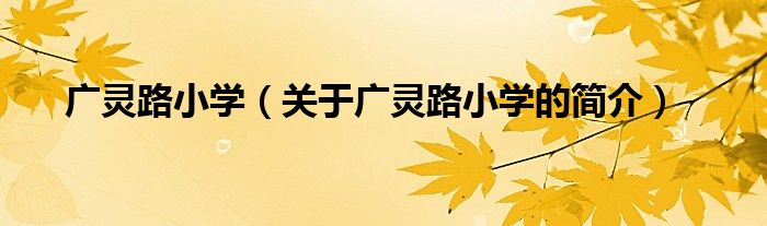 廣靈路小學（關于廣靈路小學的簡介）