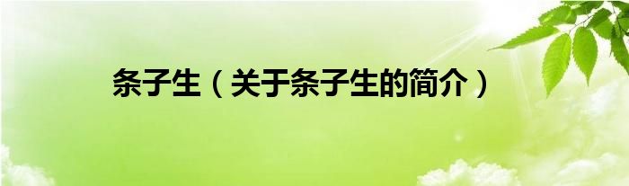 條子生（關(guān)于條子生的簡(jiǎn)介）