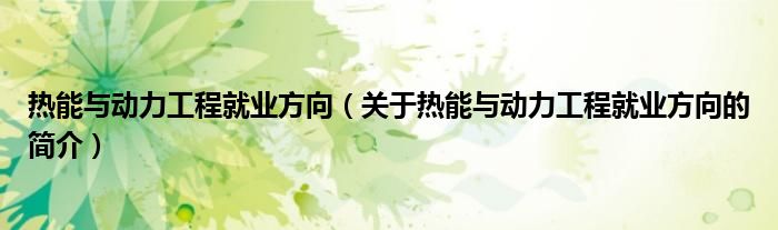 熱能與動(dòng)力工程就業(yè)方向（關(guān)于熱能與動(dòng)力工程就業(yè)方向的簡介）