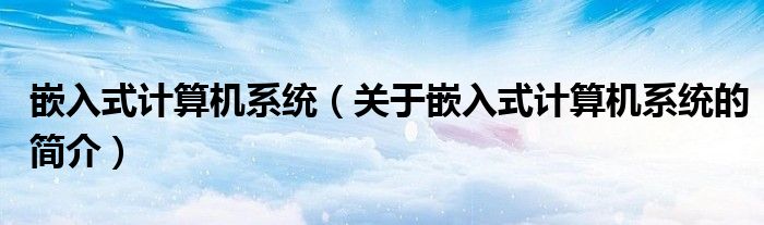 嵌入式計算機(jī)系統(tǒng)（關(guān)于嵌入式計算機(jī)系統(tǒng)的簡介）