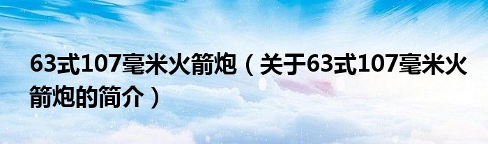 63式107毫米火箭炮（關(guān)于63式107毫米火箭炮的簡介）