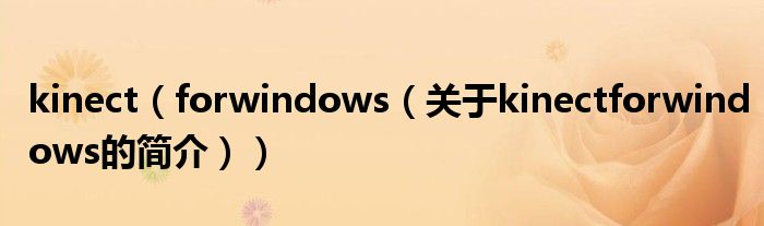 kinect（forwindows（關于kinectforwindows的簡介））