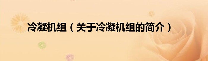 冷凝機組（關于冷凝機組的簡介）