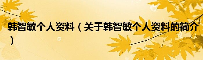 韓智敏個人資料（關于韓智敏個人資料的簡介）