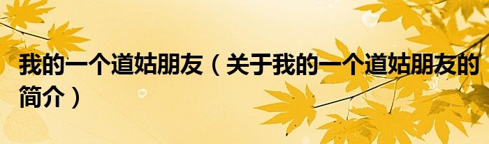 我的一個道姑朋友（關于我的一個道姑朋友的簡介）