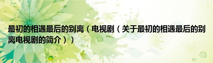 最初的相遇最后的別離（電視?。P于最初的相遇最后的別離電視劇的簡介））