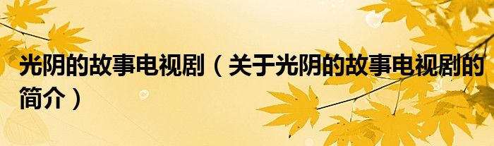 光陰的故事電視?。P(guān)于光陰的故事電視劇的簡介）