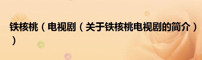 鐵核桃（電視?。P(guān)于鐵核桃電視劇的簡(jiǎn)介））