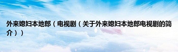 外來媳婦本地郎（電視?。P(guān)于外來媳婦本地郎電視劇的簡介））