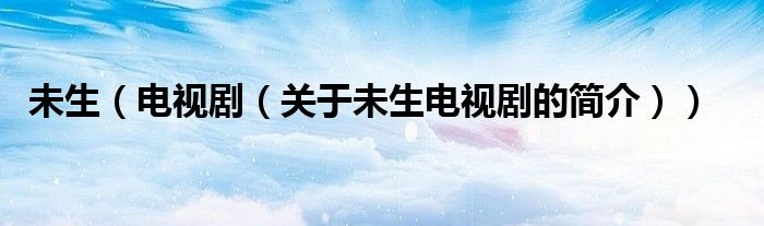 未生（電視?。P(guān)于未生電視劇的簡(jiǎn)介））