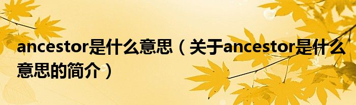 ancestor是什么意思（關(guān)于ancestor是什么意思的簡(jiǎn)介）