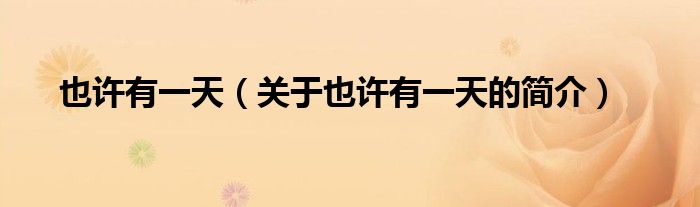 也許有一天（關于也許有一天的簡介）