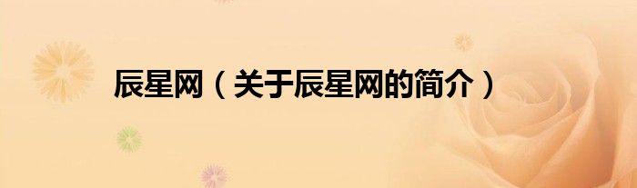 辰星網（關于辰星網的簡介）