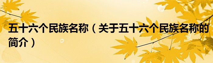 五十六個民族名稱（關(guān)于五十六個民族名稱的簡介）