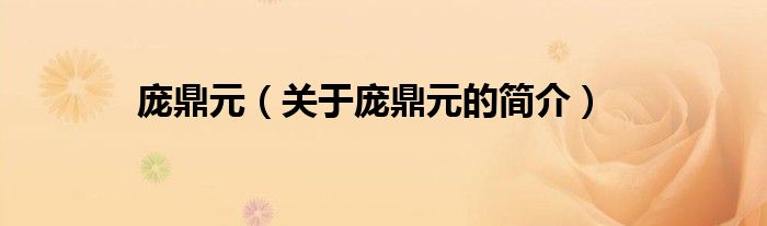 龐鼎元（關(guān)于龐鼎元的簡介）