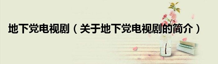 地下黨電視?。P于地下黨電視劇的簡介）