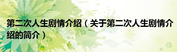第二次人生劇情介紹（關于第二次人生劇情介紹的簡介）