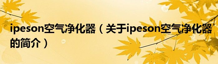 ipeson空氣凈化器（關于ipeson空氣凈化器的簡介）