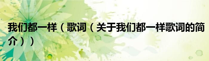 我們都一樣（歌詞（關(guān)于我們都一樣歌詞的簡介））