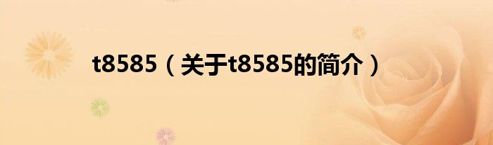 t8585（關于t8585的簡介）