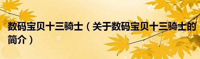 數(shù)碼寶貝十三騎士（關于數(shù)碼寶貝十三騎士的簡介）