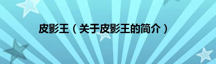 皮影王（關(guān)于皮影王的簡介）