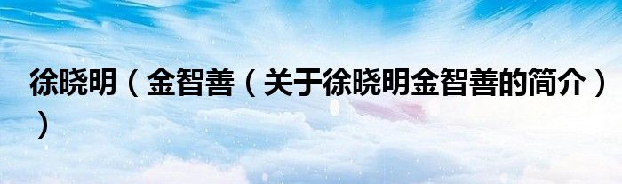 徐曉明（金智善（關于徐曉明金智善的簡介））