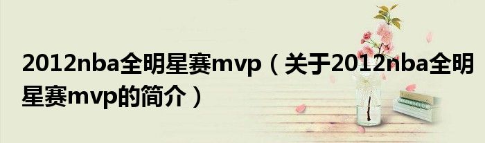 2012nba全明星賽mvp（關于2012nba全明星賽mvp的簡介）