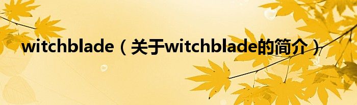 witchblade（關于witchblade的簡介）