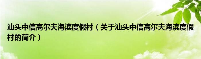 汕頭中信高爾夫海濱度假村（關(guān)于汕頭中信高爾夫海濱度假村的簡(jiǎn)介）