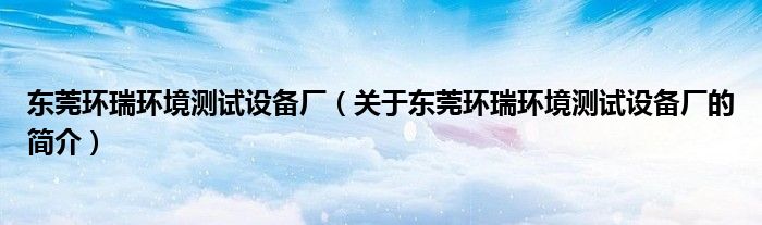 東莞環(huán)瑞環(huán)境測試設(shè)備廠（關(guān)于東莞環(huán)瑞環(huán)境測試設(shè)備廠的簡介）