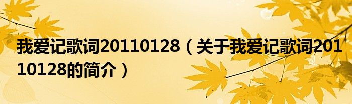 我愛記歌詞20110128（關(guān)于我愛記歌詞20110128的簡(jiǎn)介）